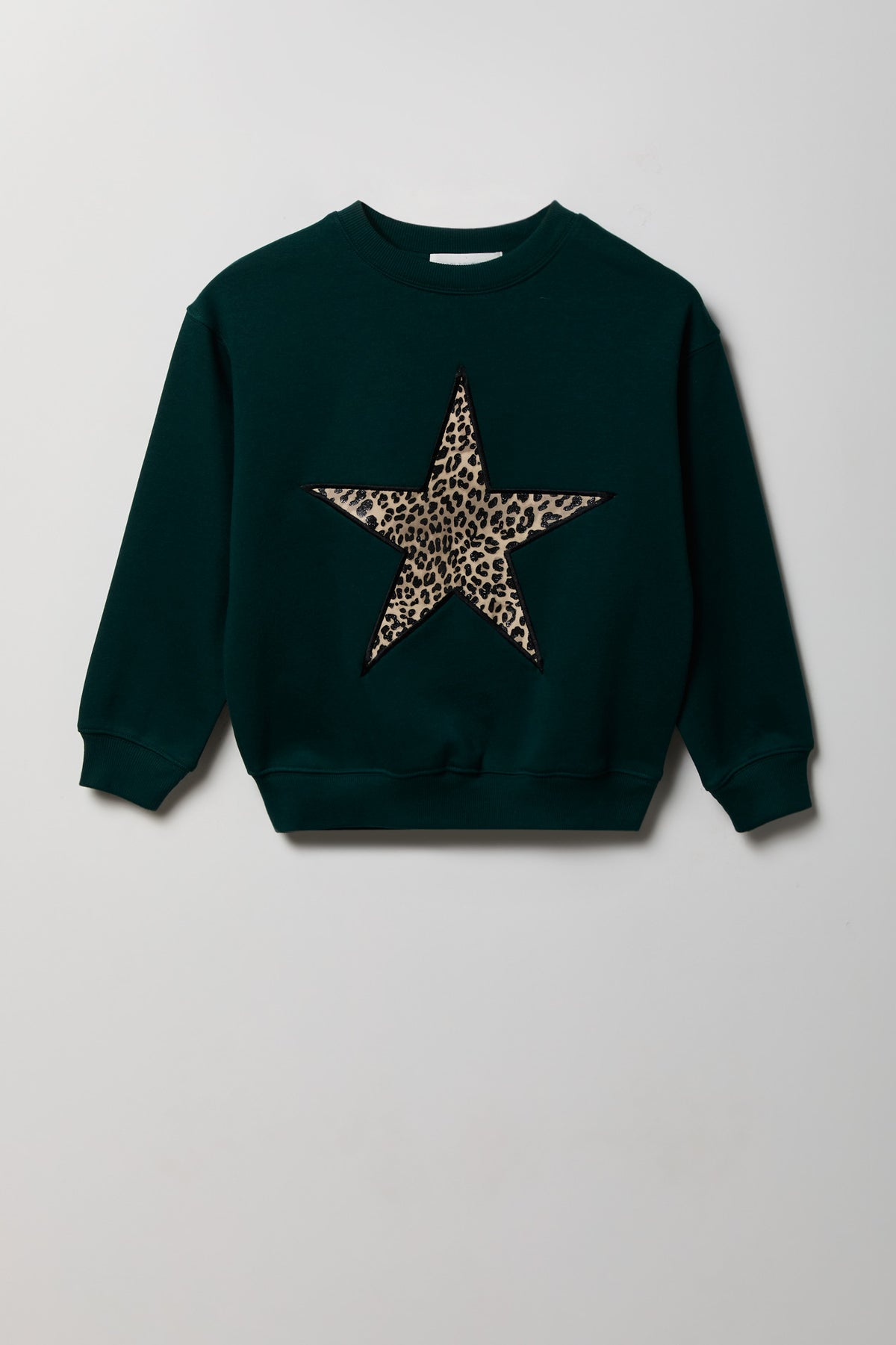 Girls Oversized Rhinestone Graphic Fleece Sweatshirt - Green