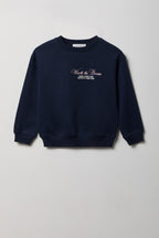 Girls Oversized Rhinestone Graphic Fleece Sweatshirt