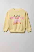 Girls Oversized Rhinestone Graphic Fleece Sweatshirt