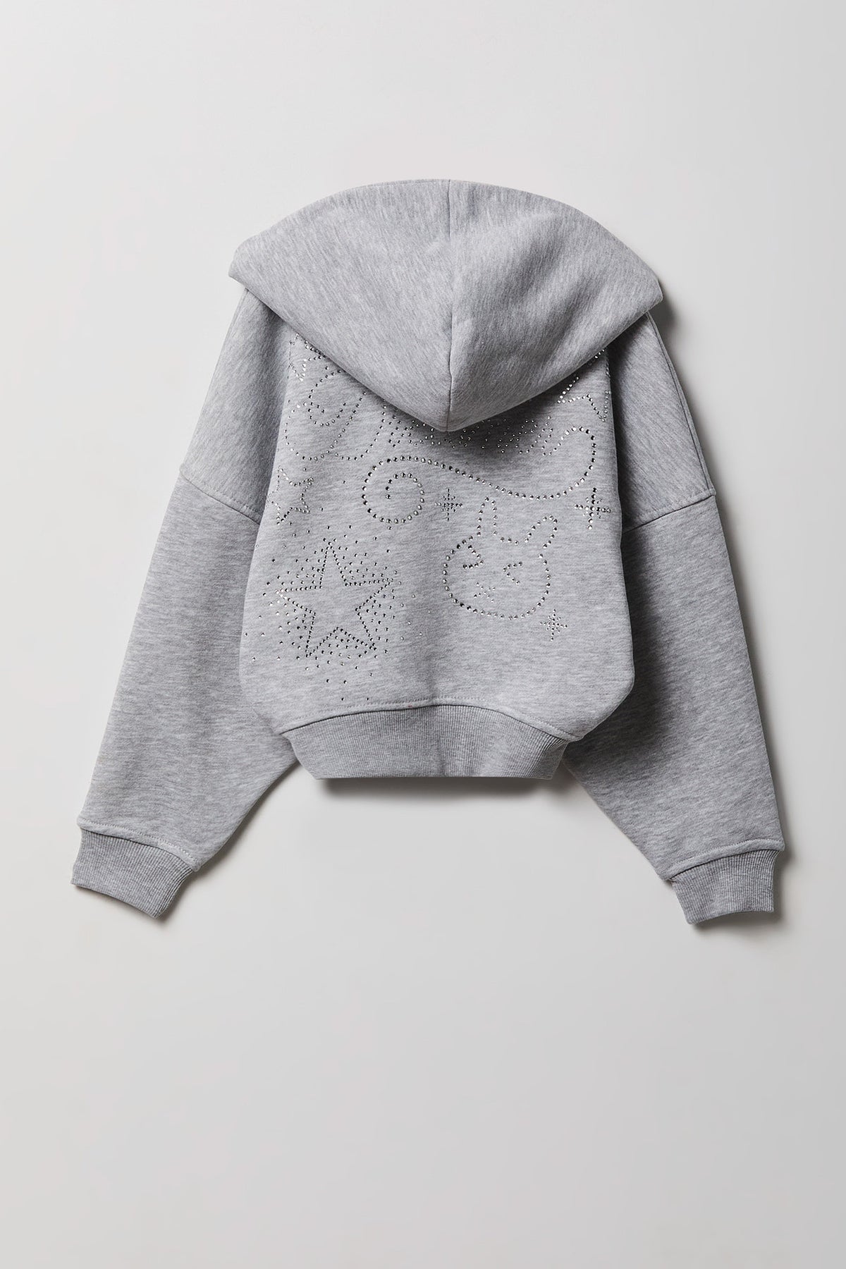 Vue alternative 2. Haut surdimensionné à capuchon en molleton imprimé avec fermeture à glissière pour fille