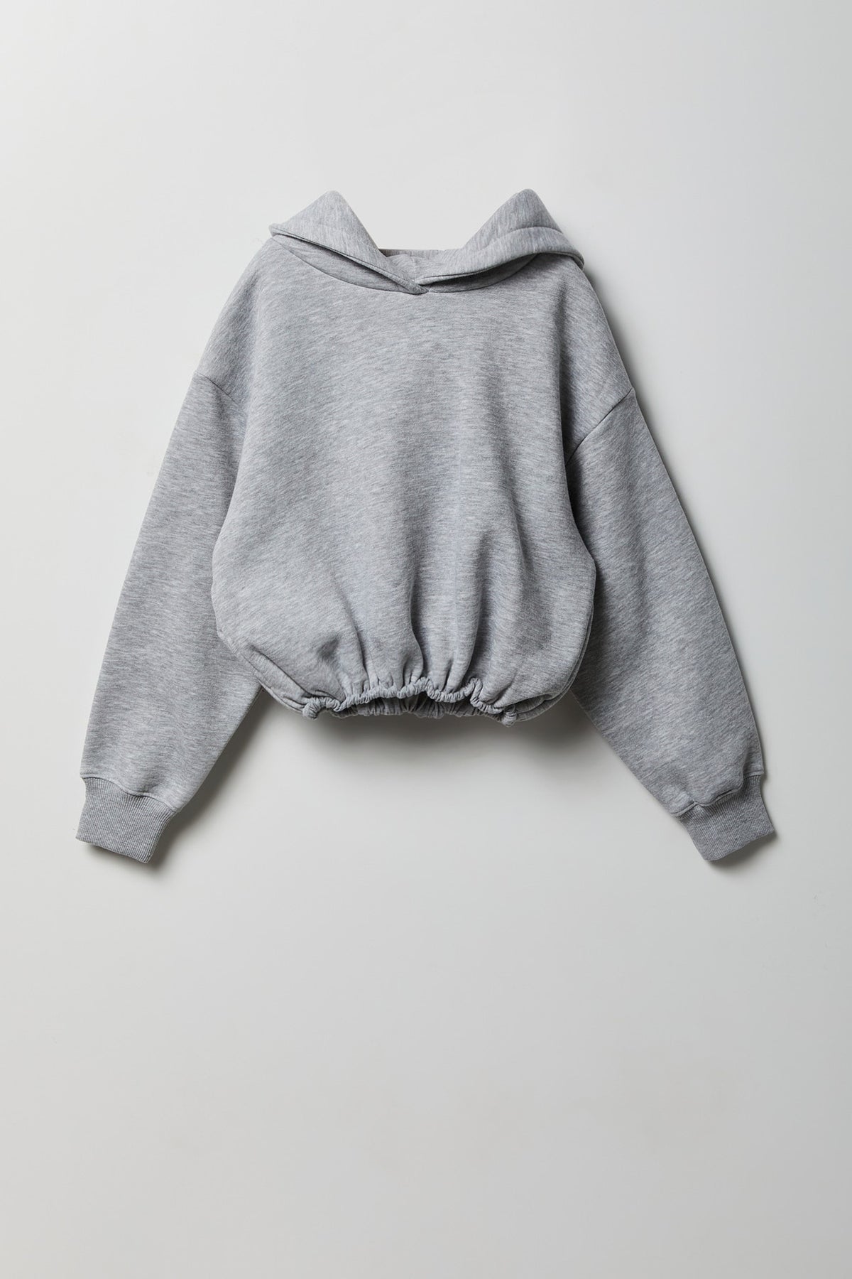 Girls Bubble Hem Hoodie - Heather Grey