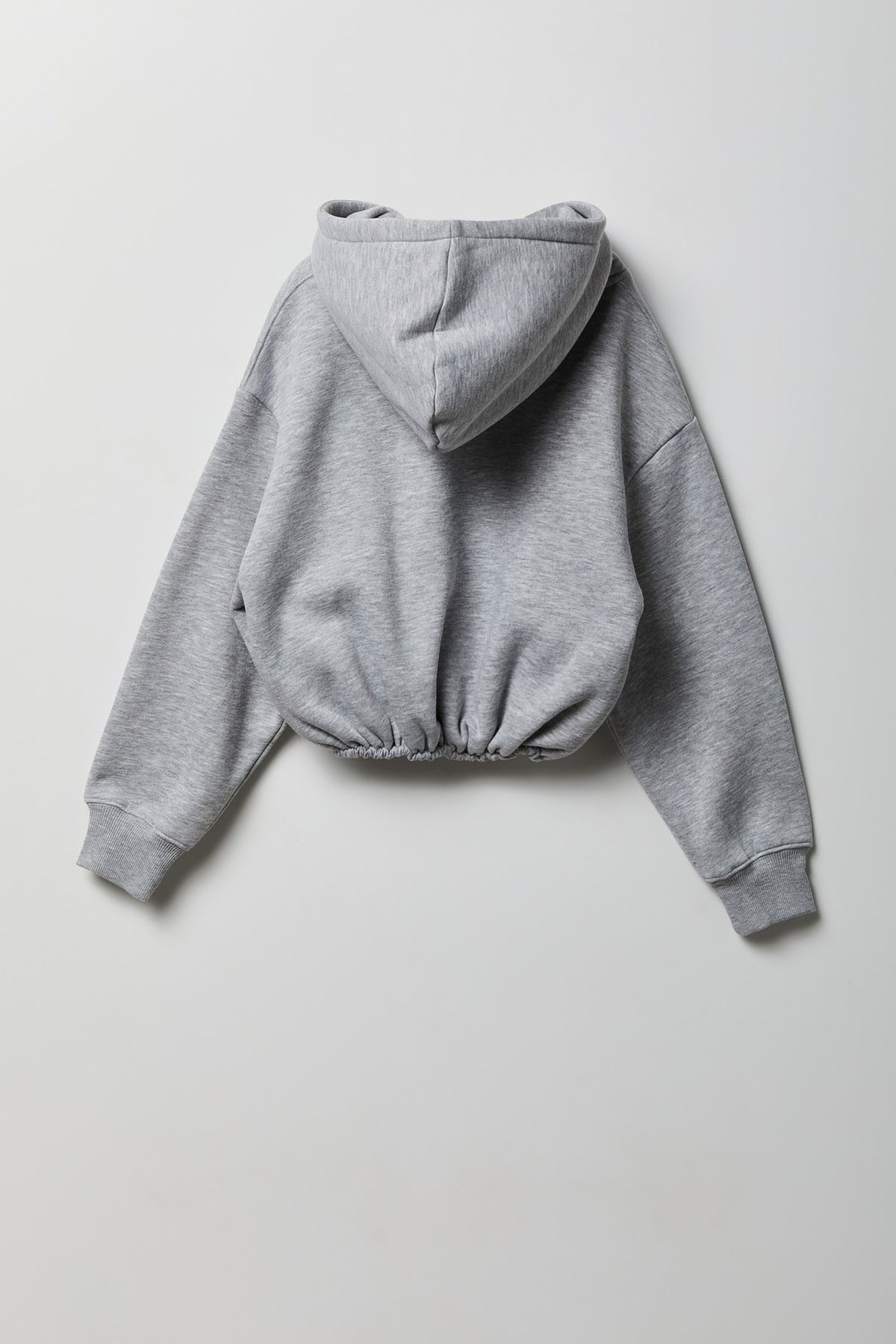 Alt View 2. Girls Bubble Hem Hoodie - Heather Grey