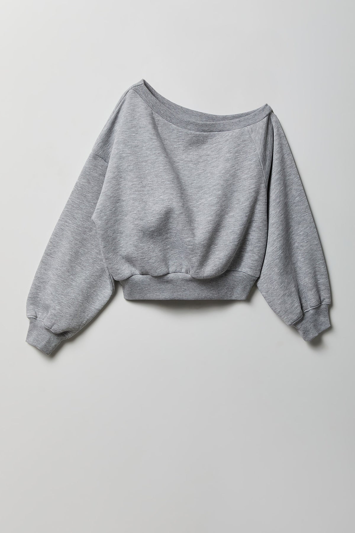 Girls One Shoulder Fleece Sweatshirt - Heather Grey
