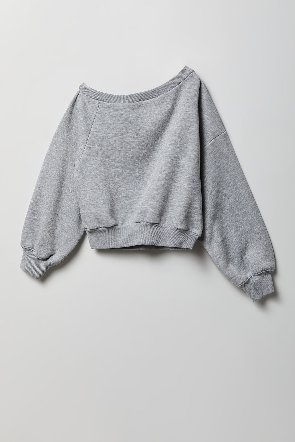 Alt View 2. Girls One Shoulder Fleece Sweatshirt - Heather Grey