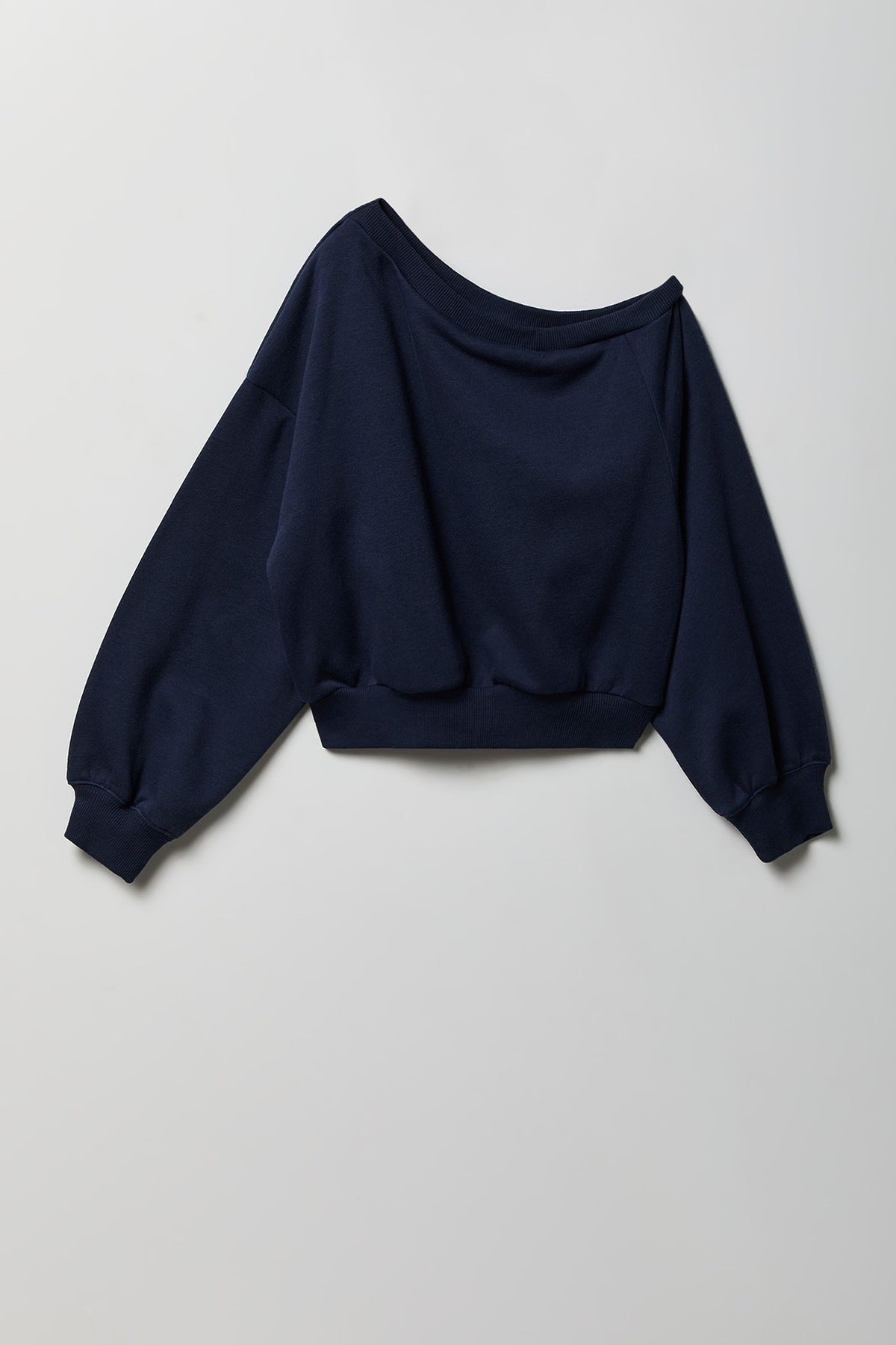 Girls One Shoulder Fleece Sweatshirt - Navy