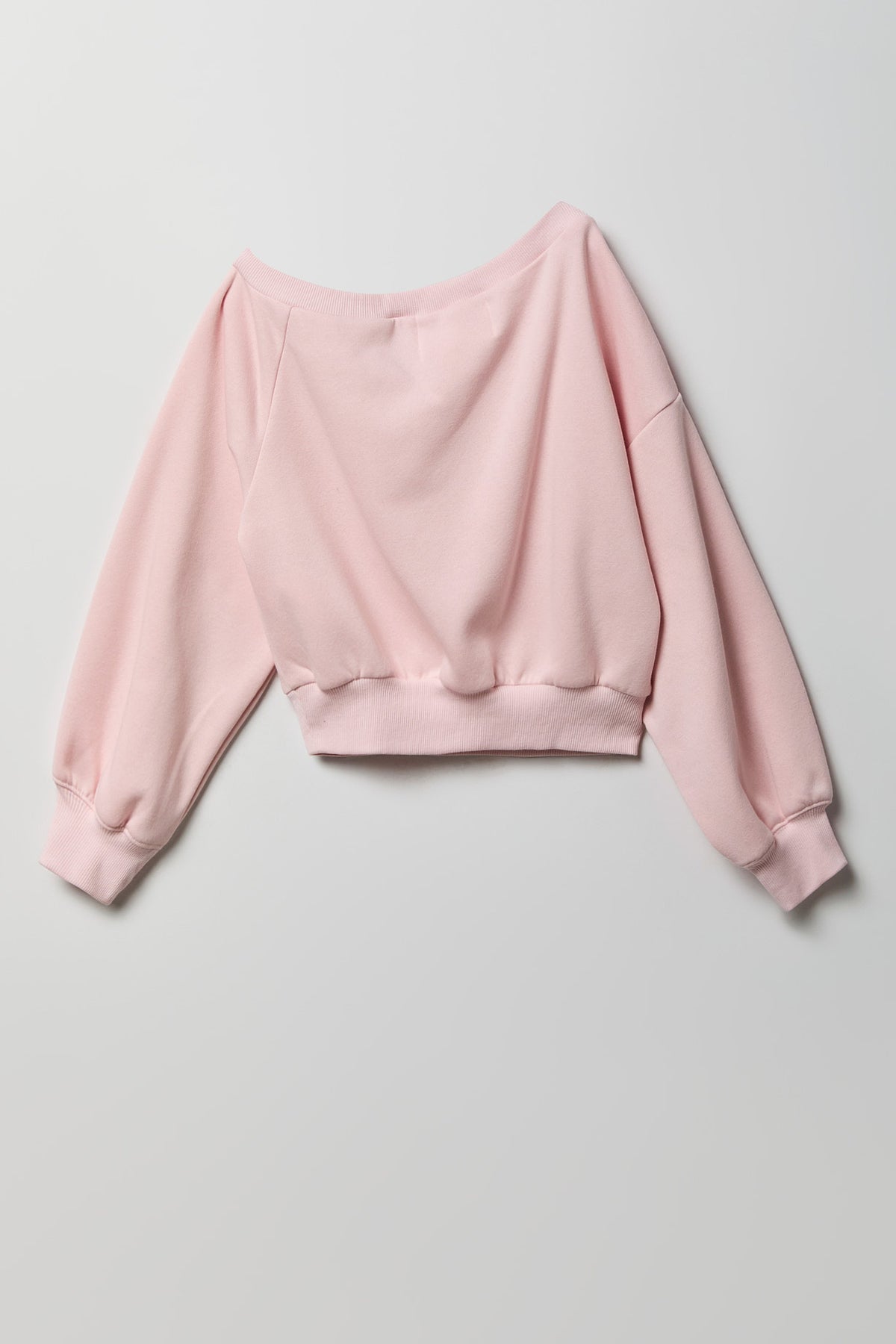 Alt View 2. Girls One Shoulder Fleece Sweatshirt - Light Pink