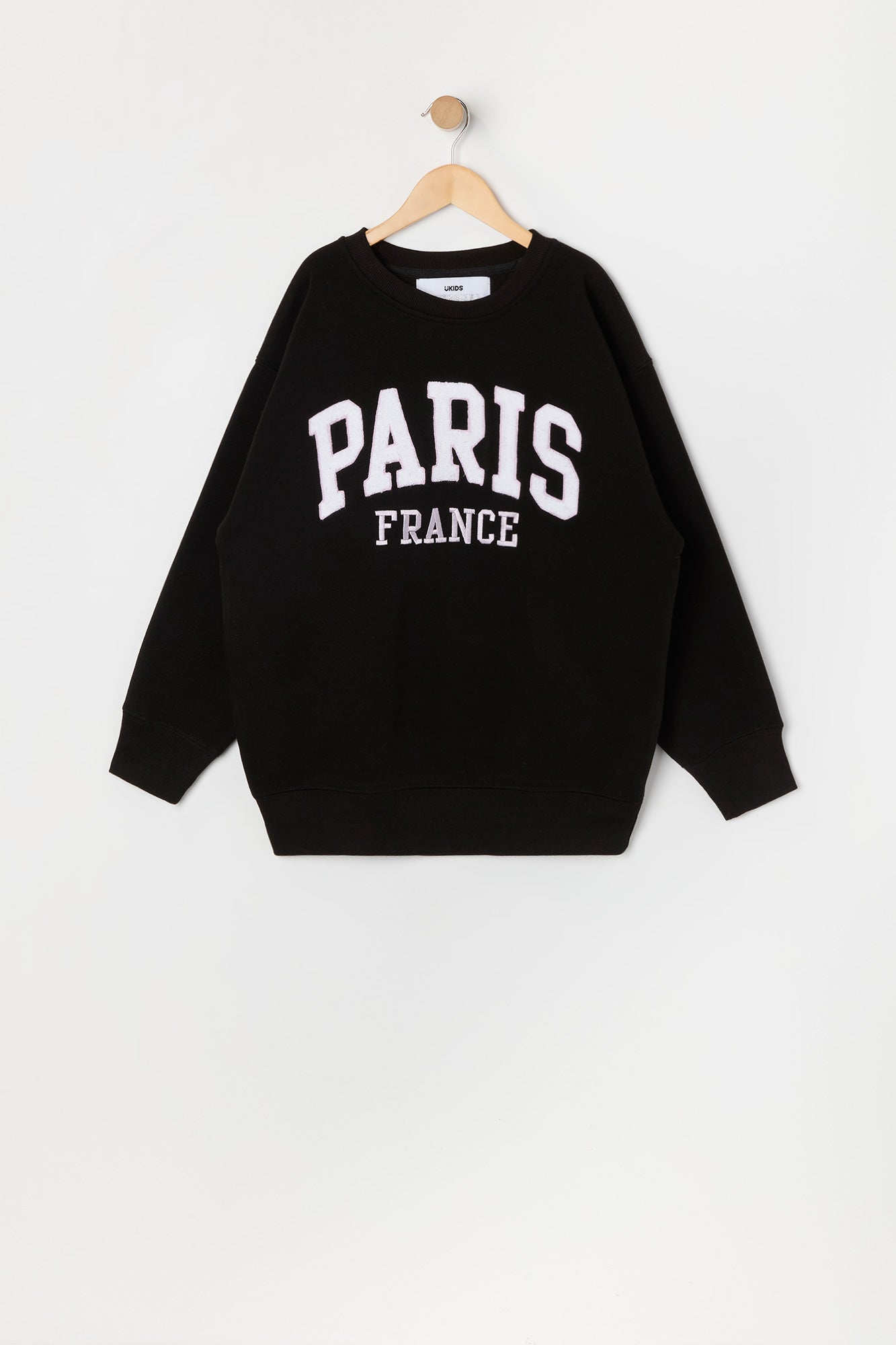 Girls Oversized Paris Chenille Embroidered Fleece Sweatshirt