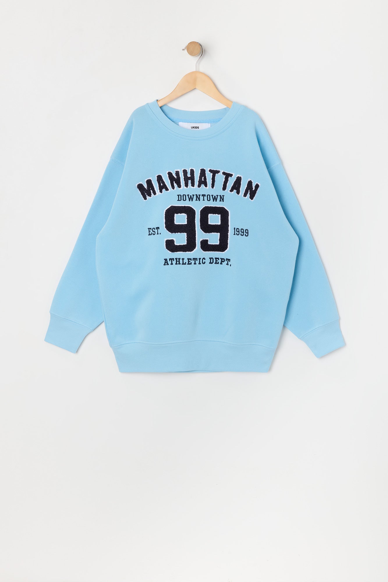 Girls Oversized Manhattan Chenille Embroidered Fleece Sweatshirt