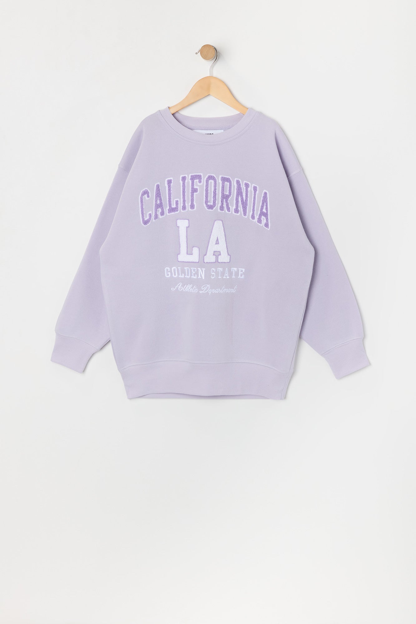 Girls Oversized California Chenille Embroidered Fleece Sweatshirt