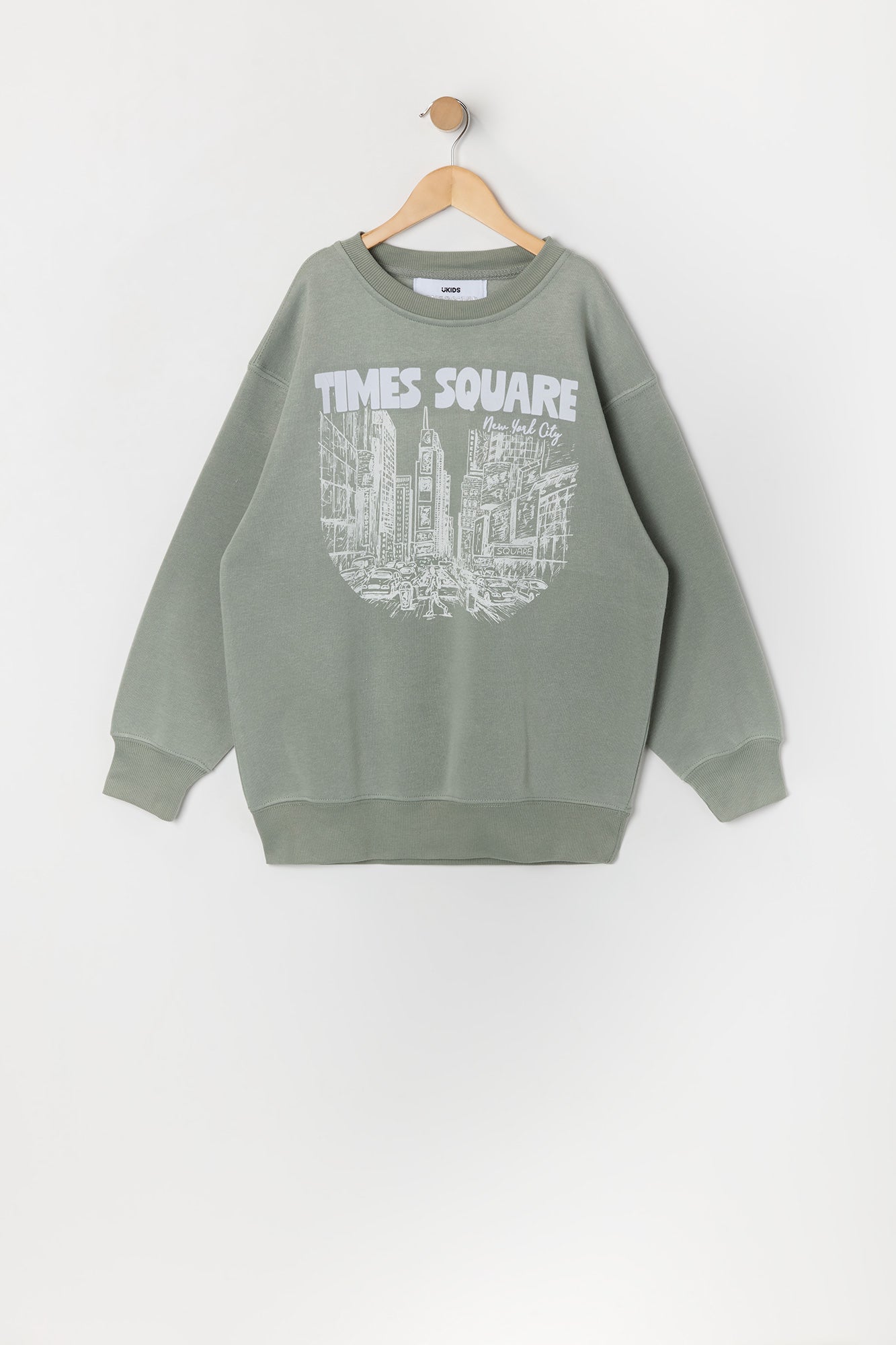 Girls Oversized Times Square Graphic Fleece Sweatshirt