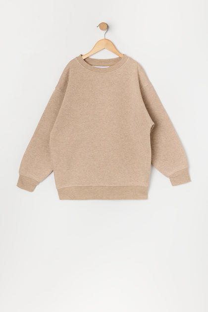 Girls Oversized Solid Fleece Sweatshirt