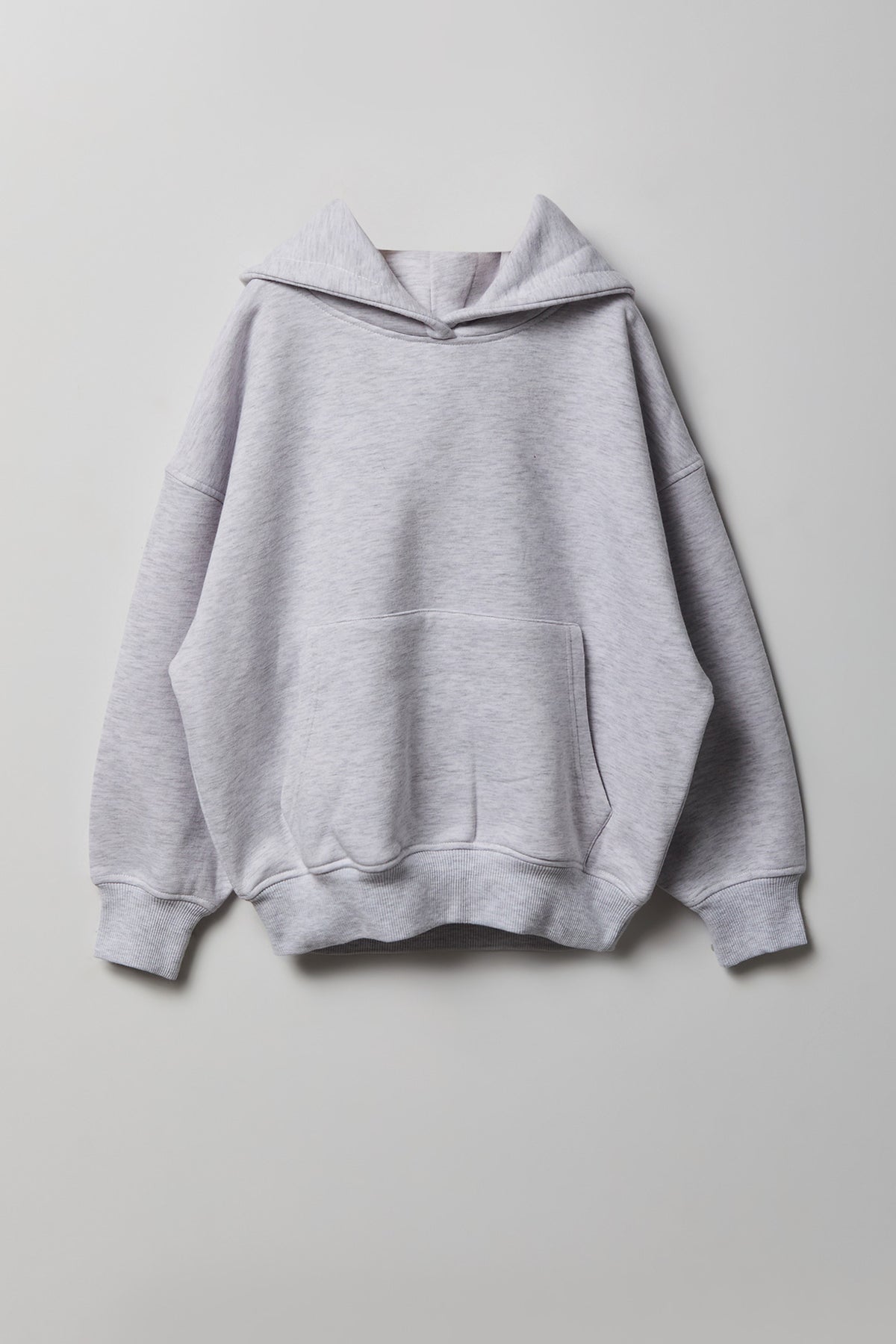 Girls Luxe Fleece Boxy Hoodie - Light Grey
