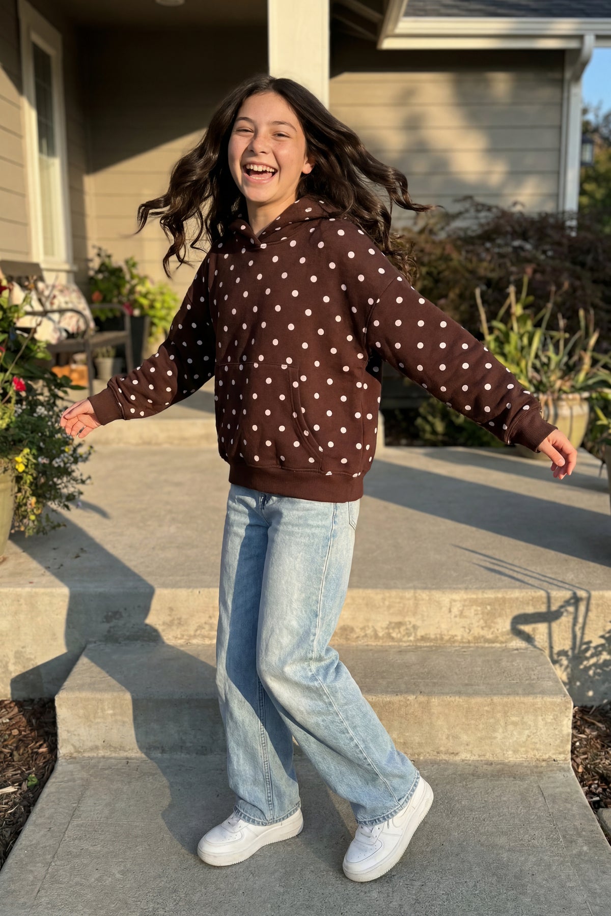 Girls Luxe Fleece Boxy Hoodie - Brown