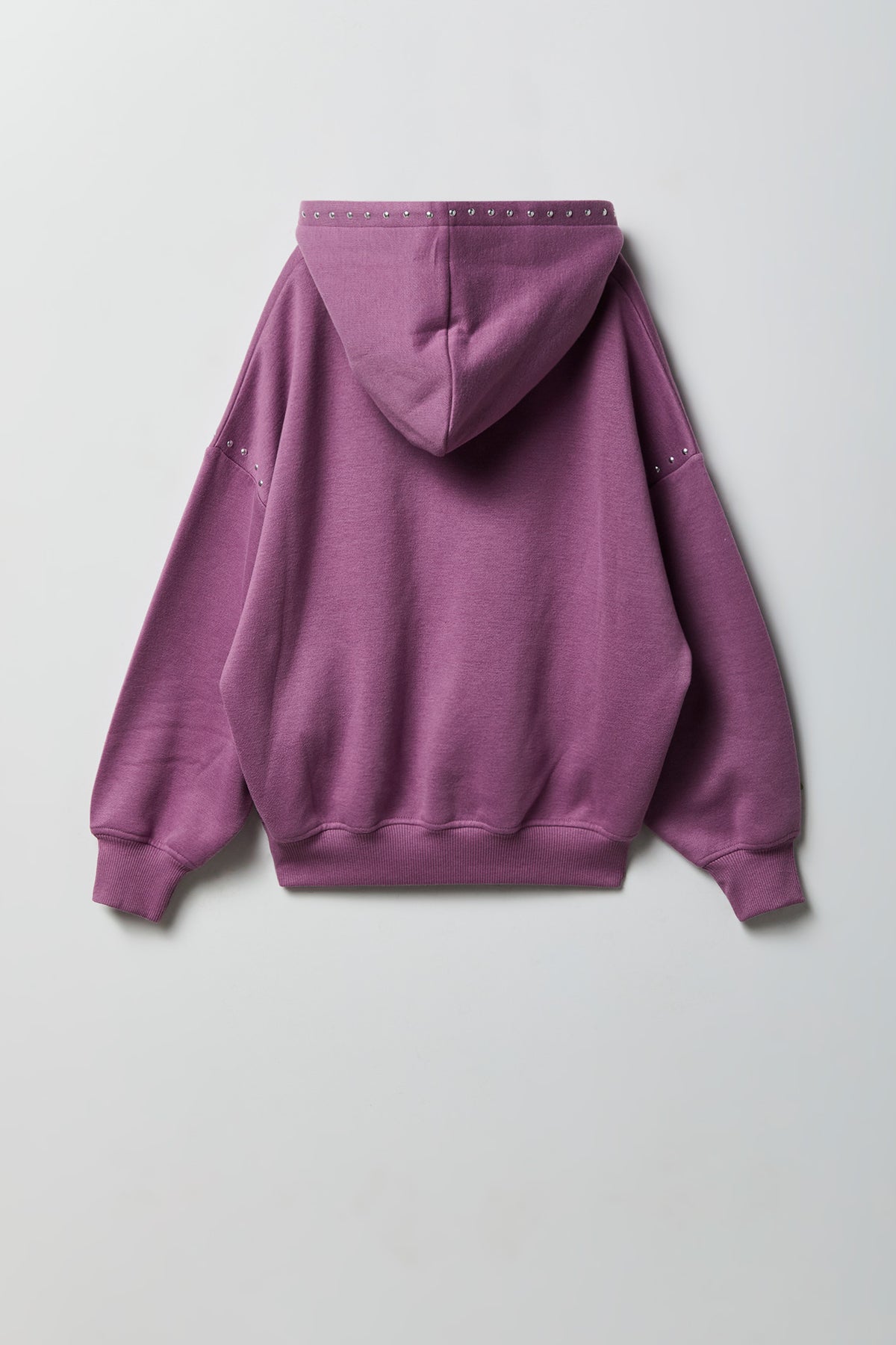 Alt View 2. Girls Studded Boxy Fleece Hoodie - Purple