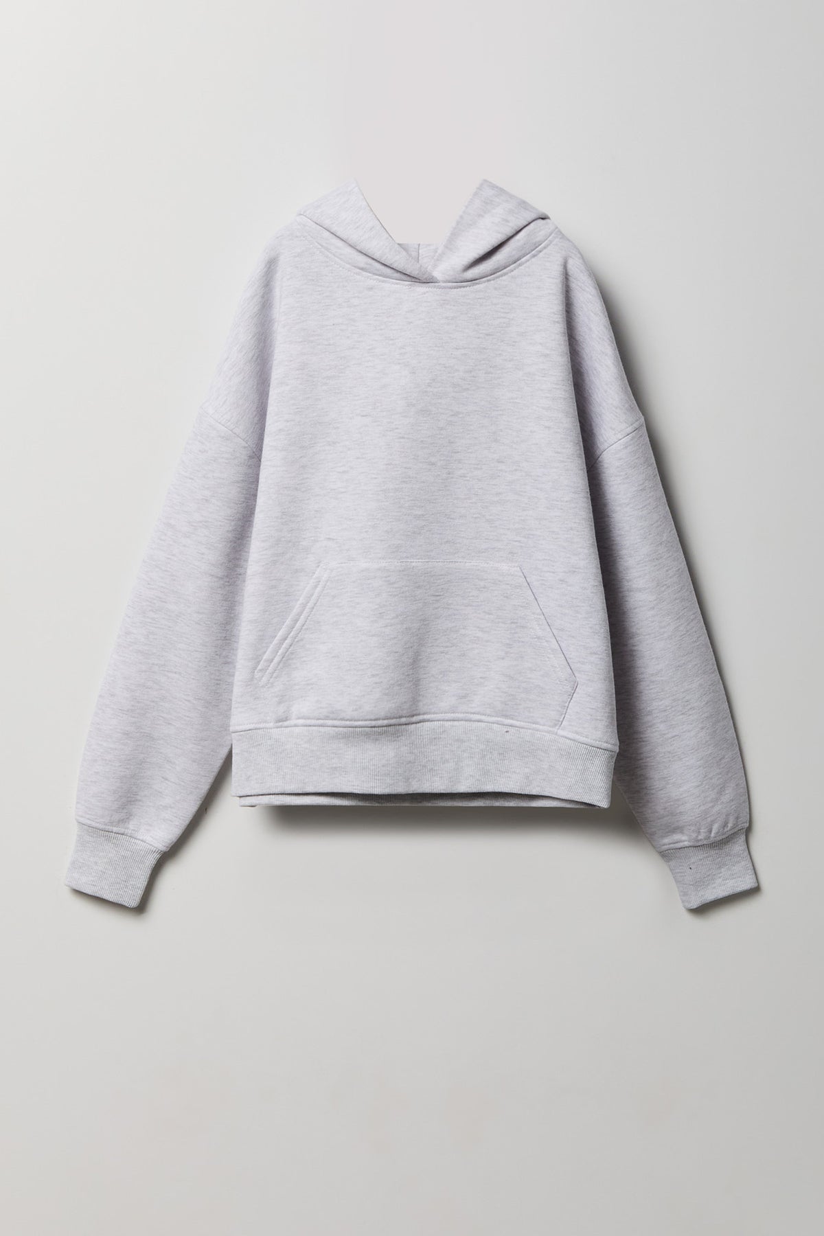 Girls Luxe Fleece Boxy Hoodie - Light Grey