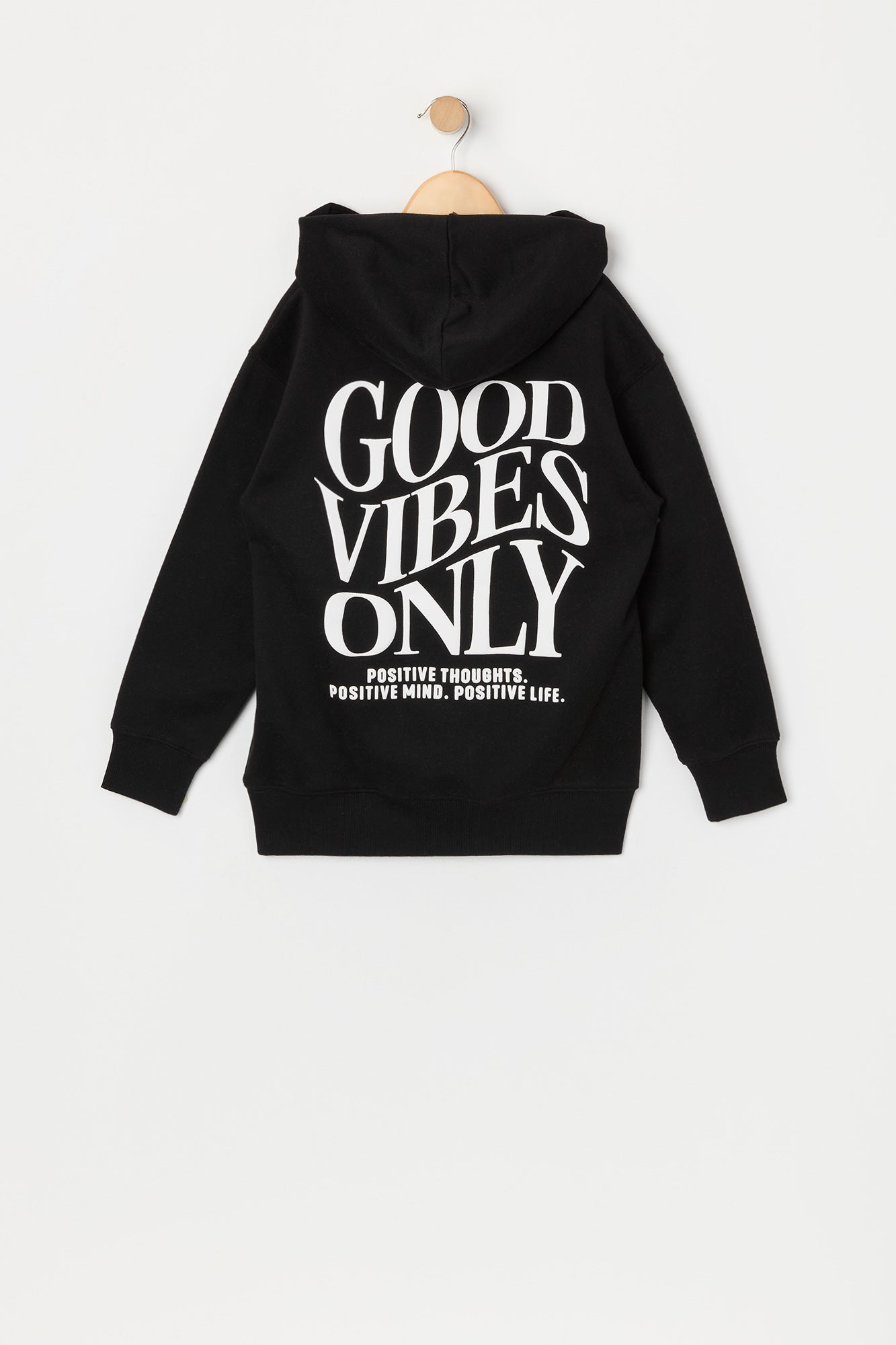 Haut à capuchon en molleton avec imprimé Good Vibes Only pour fille