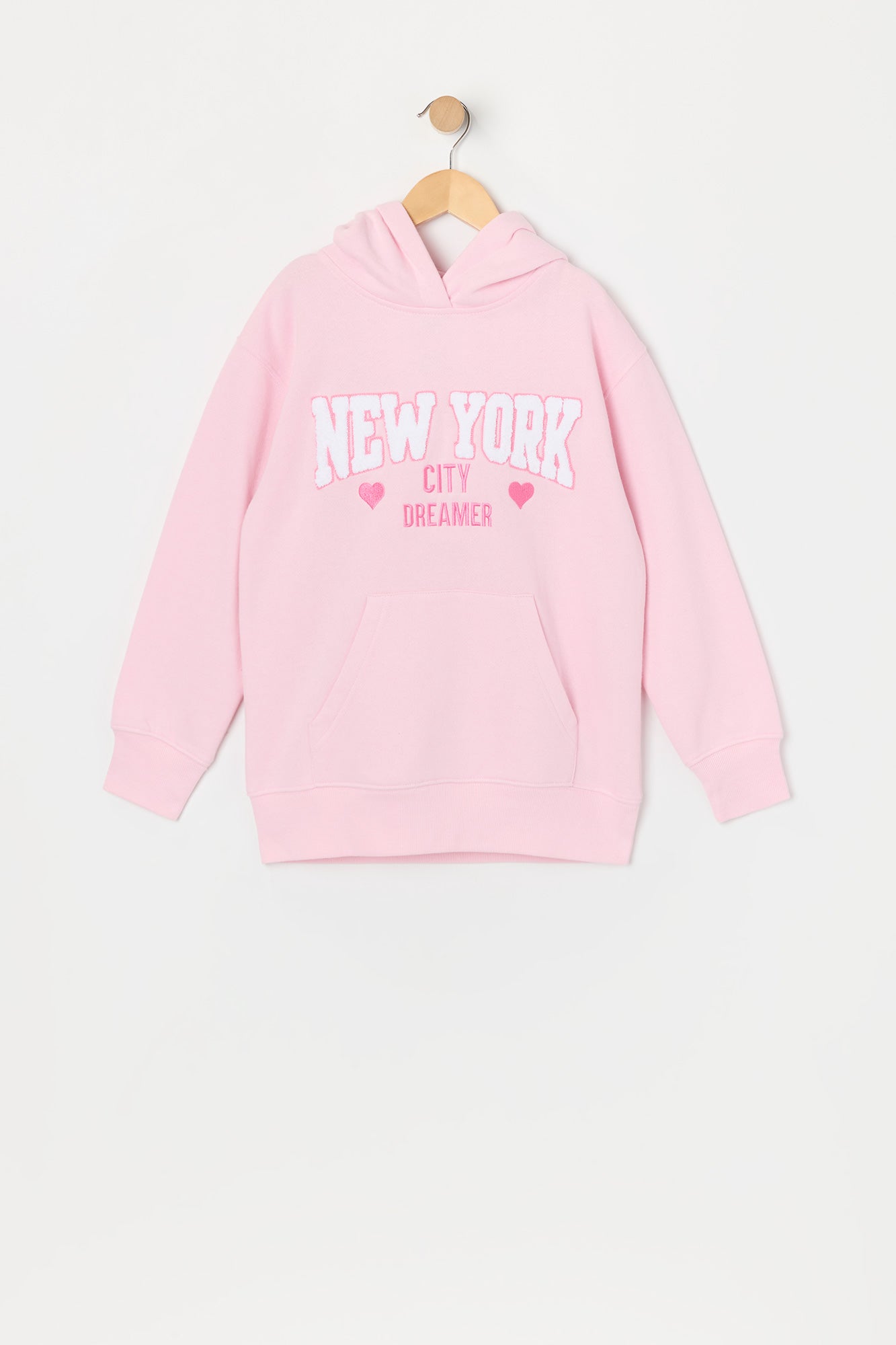 Haut à capuchon en molleton avec motif brodé NYC Dreamer chenille pour fille