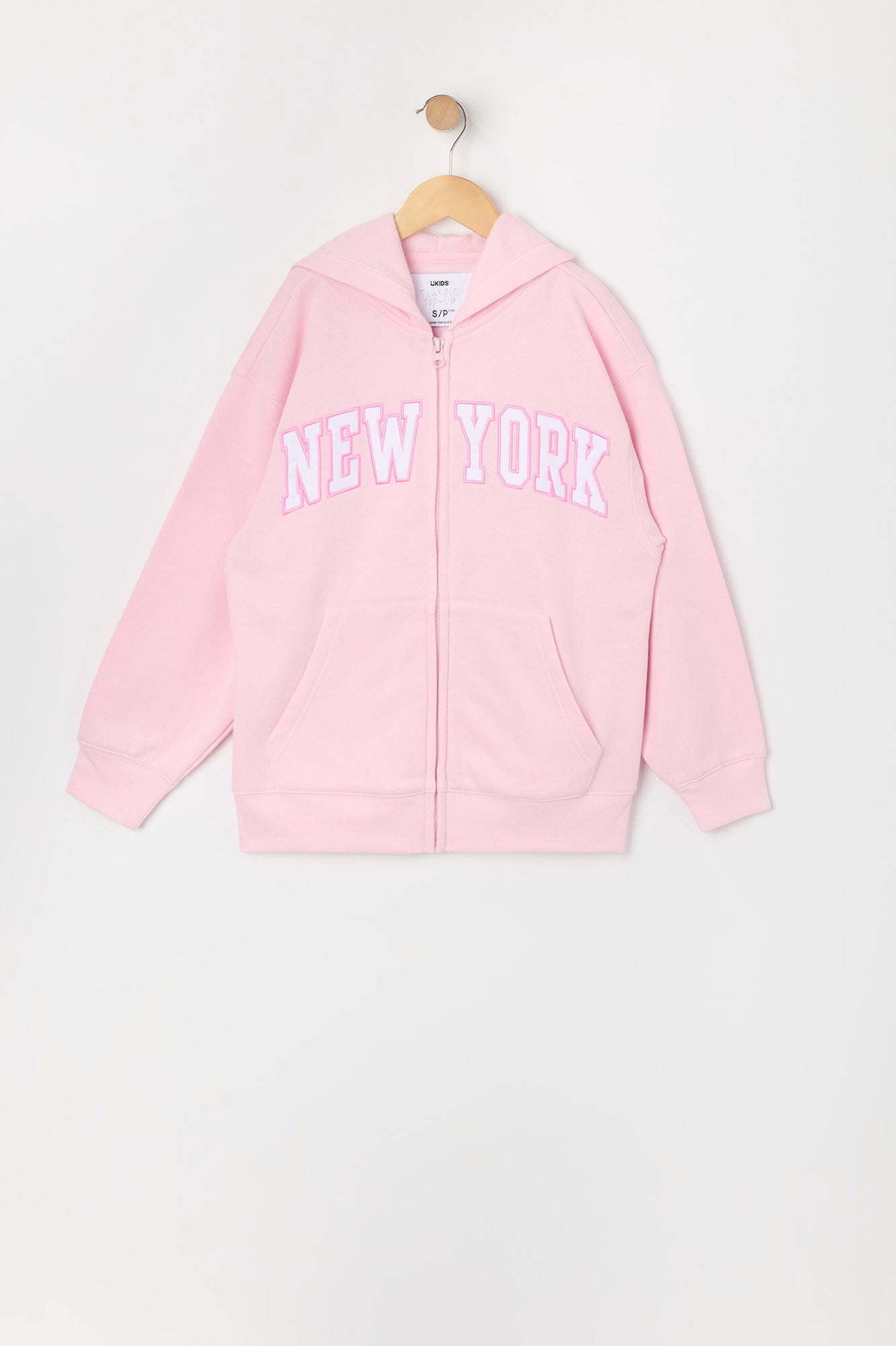 Girls New York Embroidered Zip-Up Fleece Hoodie