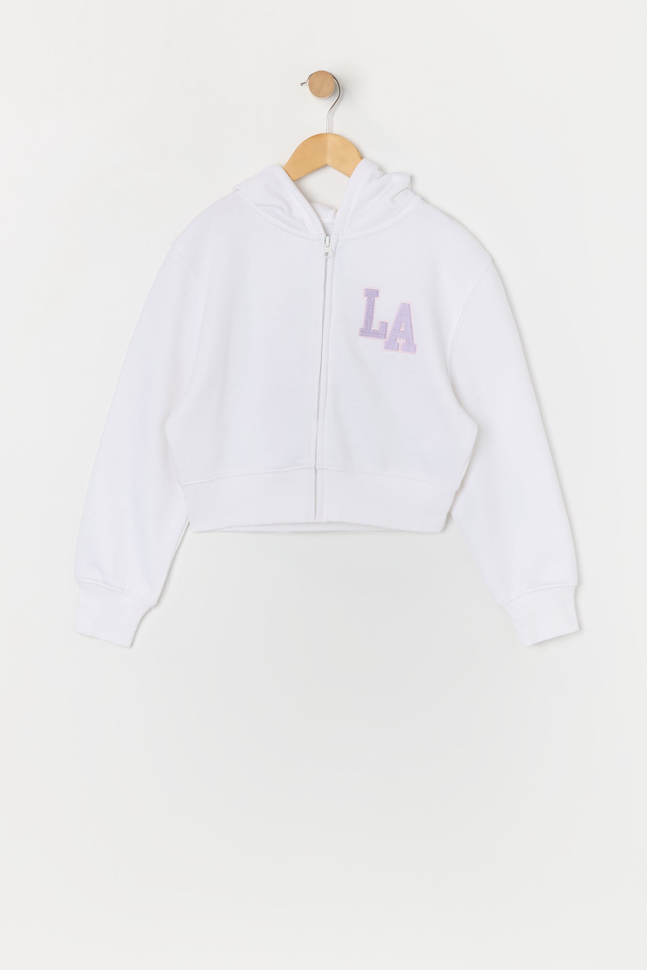 Girls LA Embroidered Zip-Up Fleece Hoodie