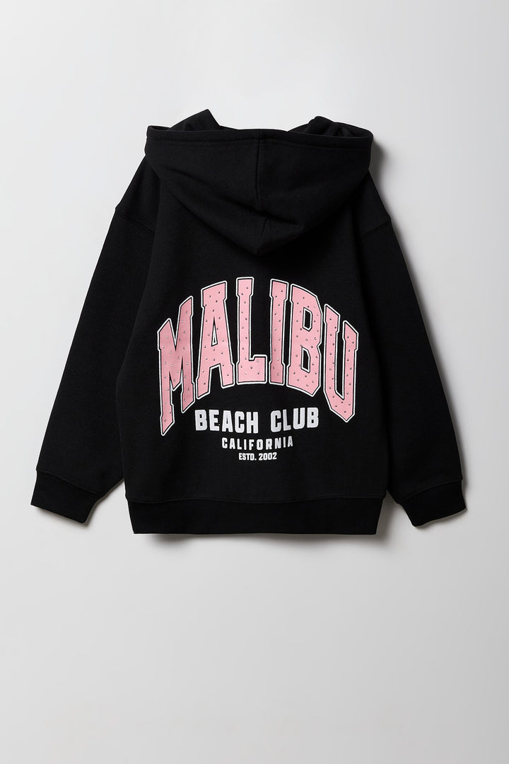 Girls Fleece Graphic Oversized Zip-Up Hoodie