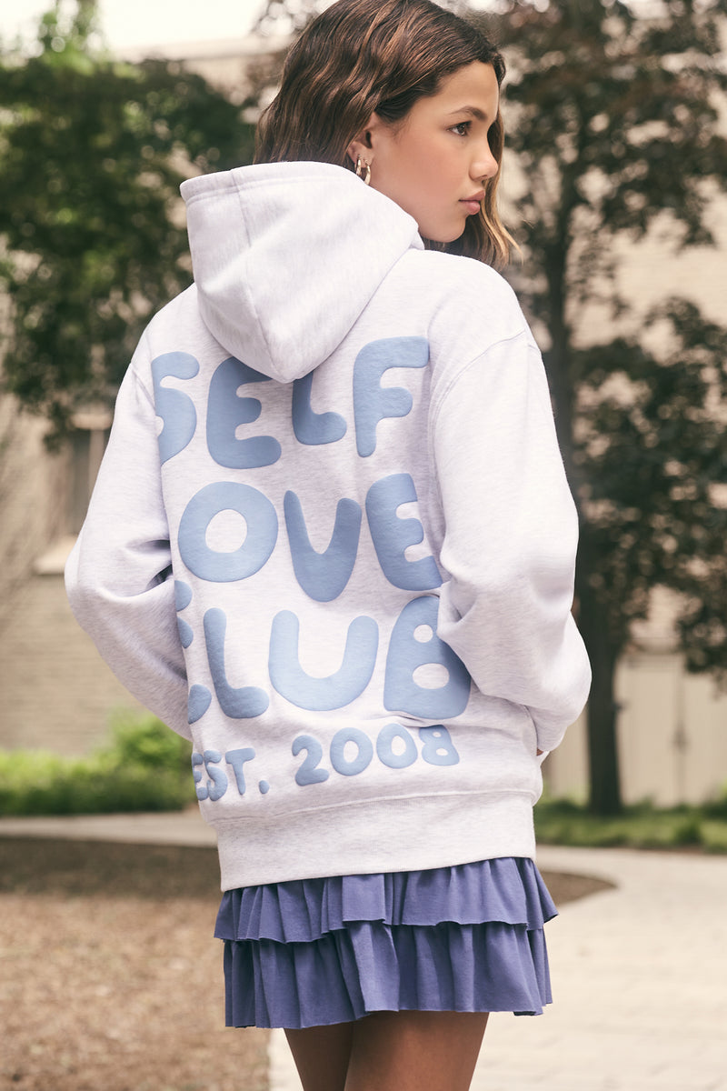 Girls Oversized Graphic Zip-Up Fleece Hoodie