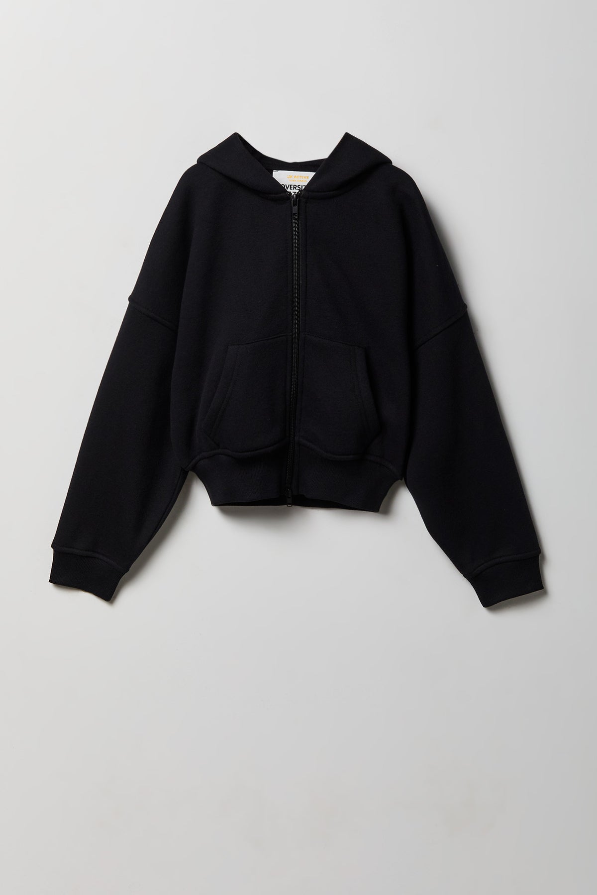 Girls Luxe Fleece Oversized Zip Hoodie - Black