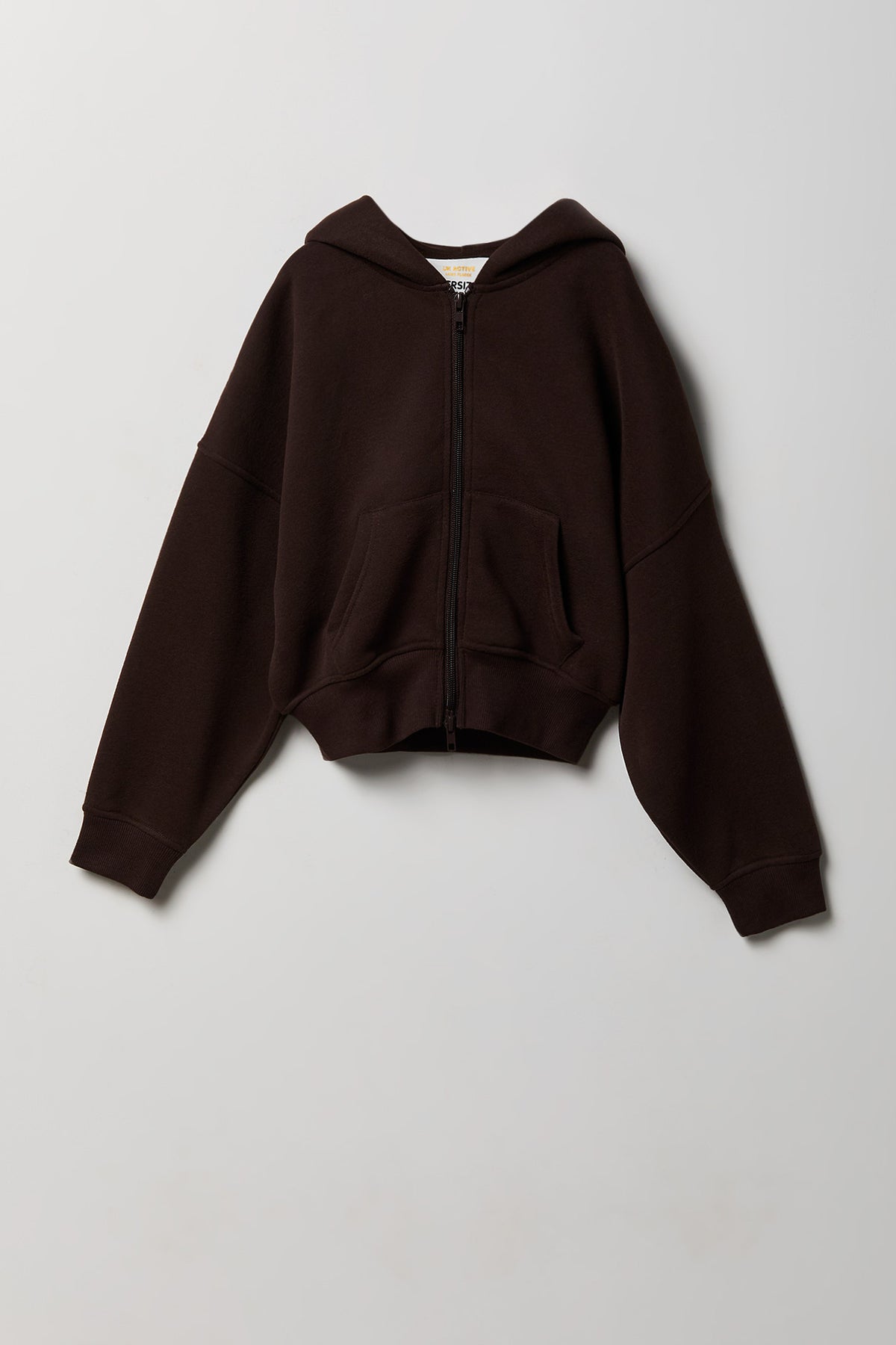 Girls Luxe Fleece Oversized Zip Hoodie - Brown
