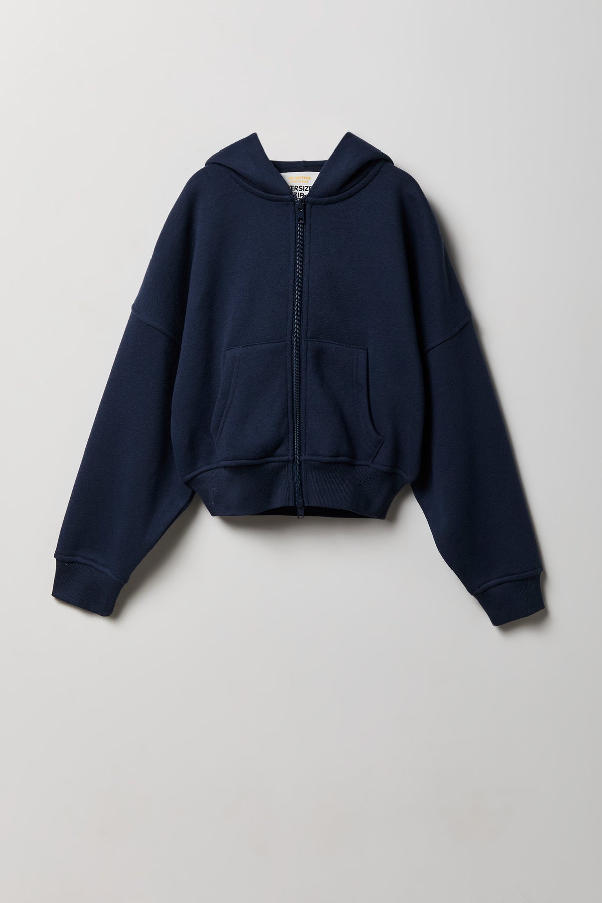 Haut surdimensionné à capuchon en molleton de luxe avec fermeture à glissière pour fille