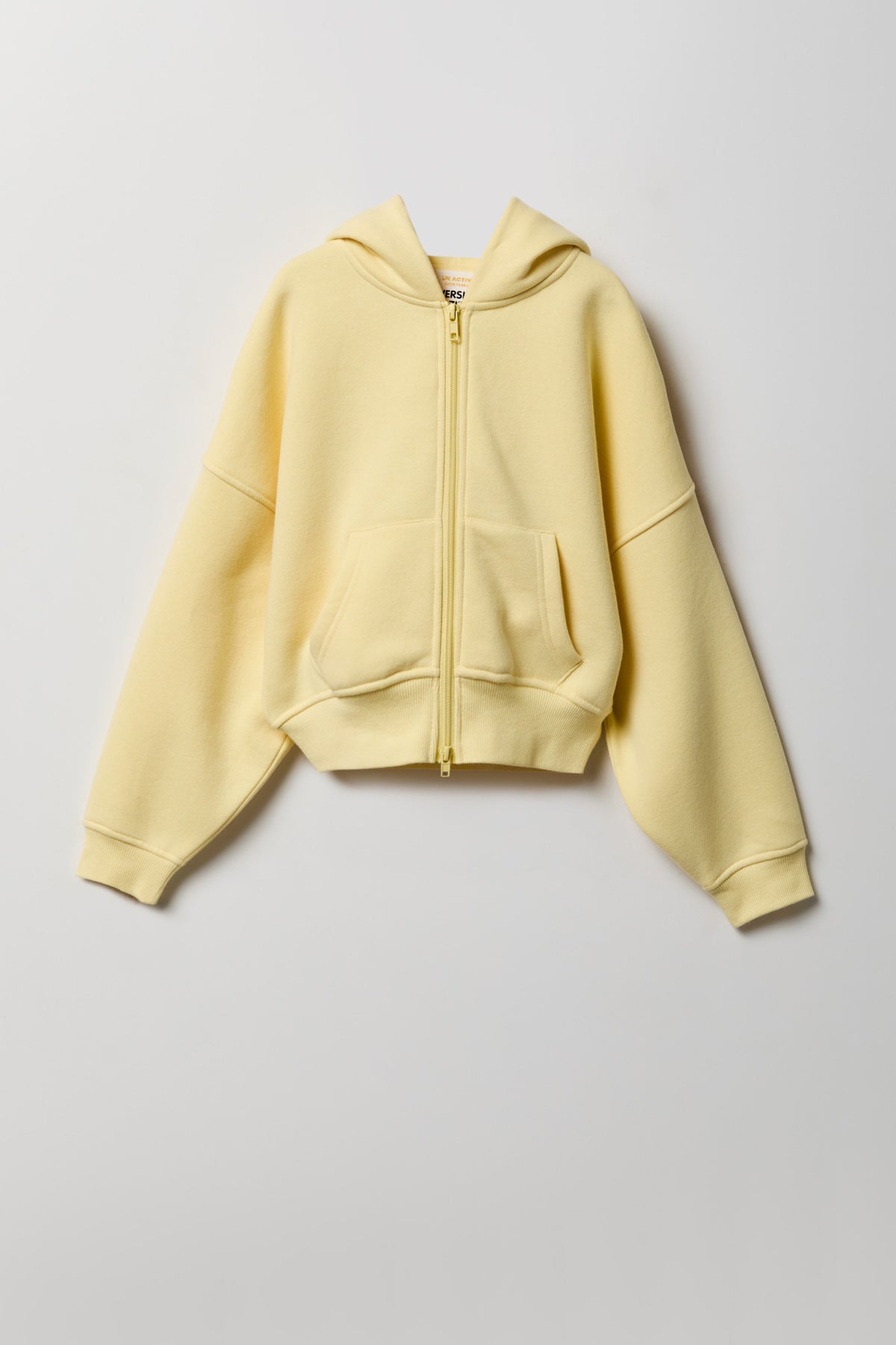 Girls Luxe Fleece Oversized Zip Hoodie - Pale Yellow