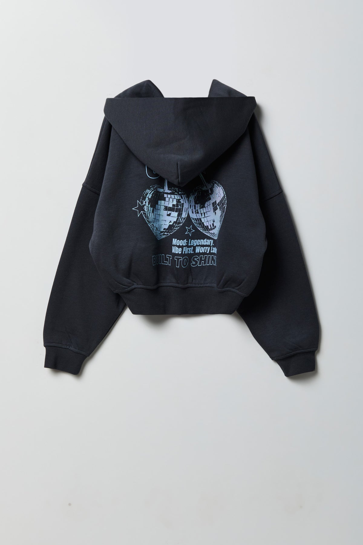 Alt View 3. Girls Zip-Up Fleece Hoodie - Dark Grey