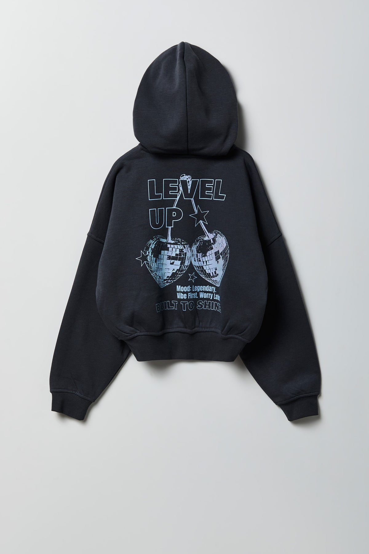 Girls Zip-Up Fleece Hoodie - Dark Grey