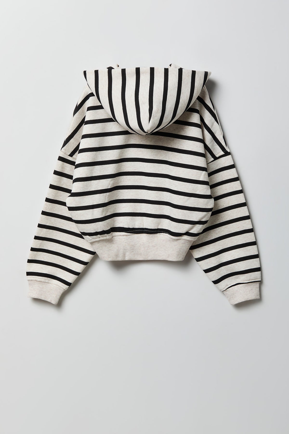 Alt View 2. Girls Zip-Up Fleece Hoodie - Black with White