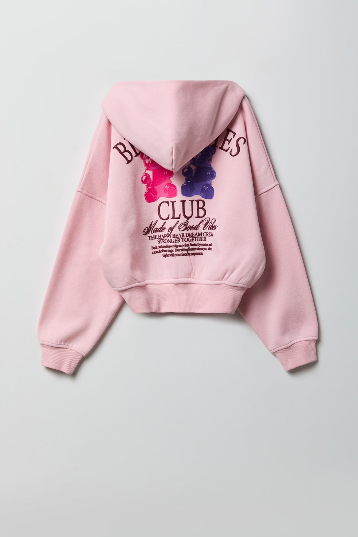 Alt View 3. Girls Zip-Up Fleece Hoodie - Light Pink