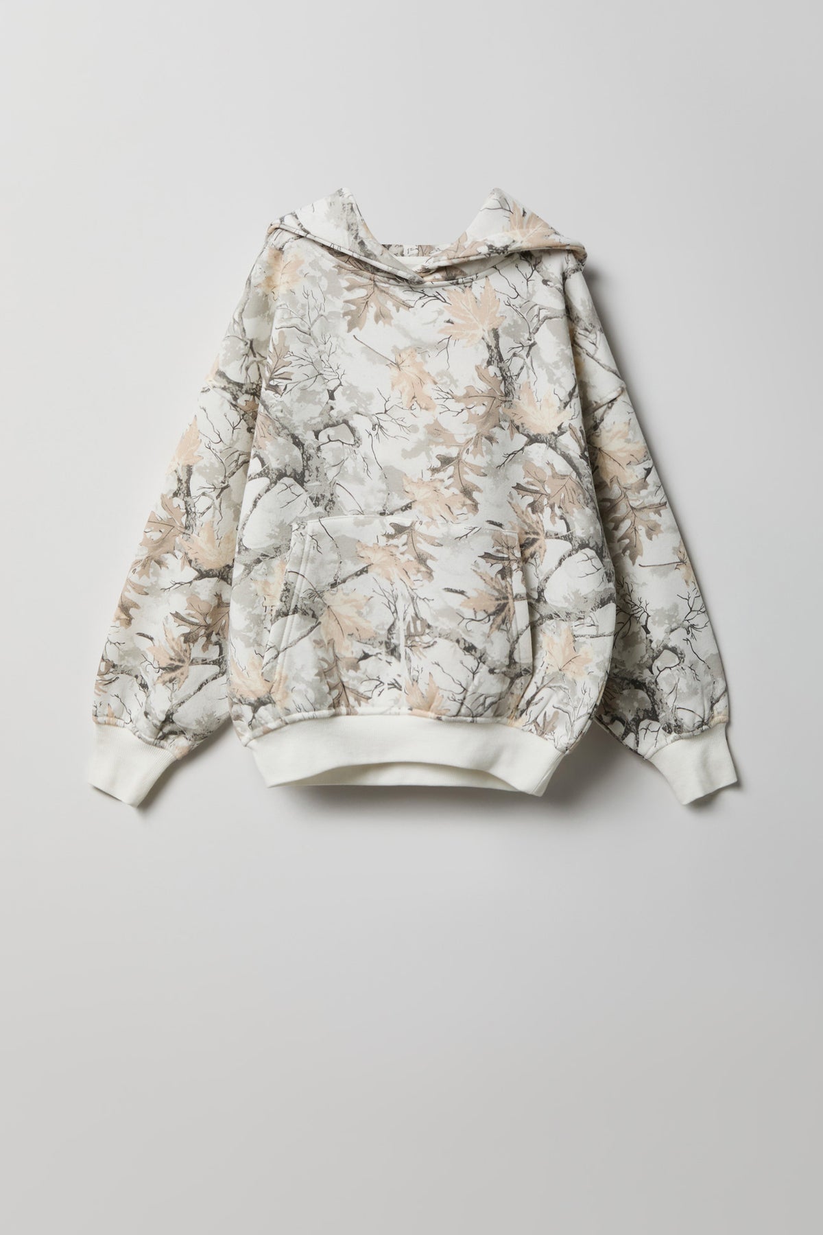 Haut carré à capuchon en molleton avec motif camouflage pour fille