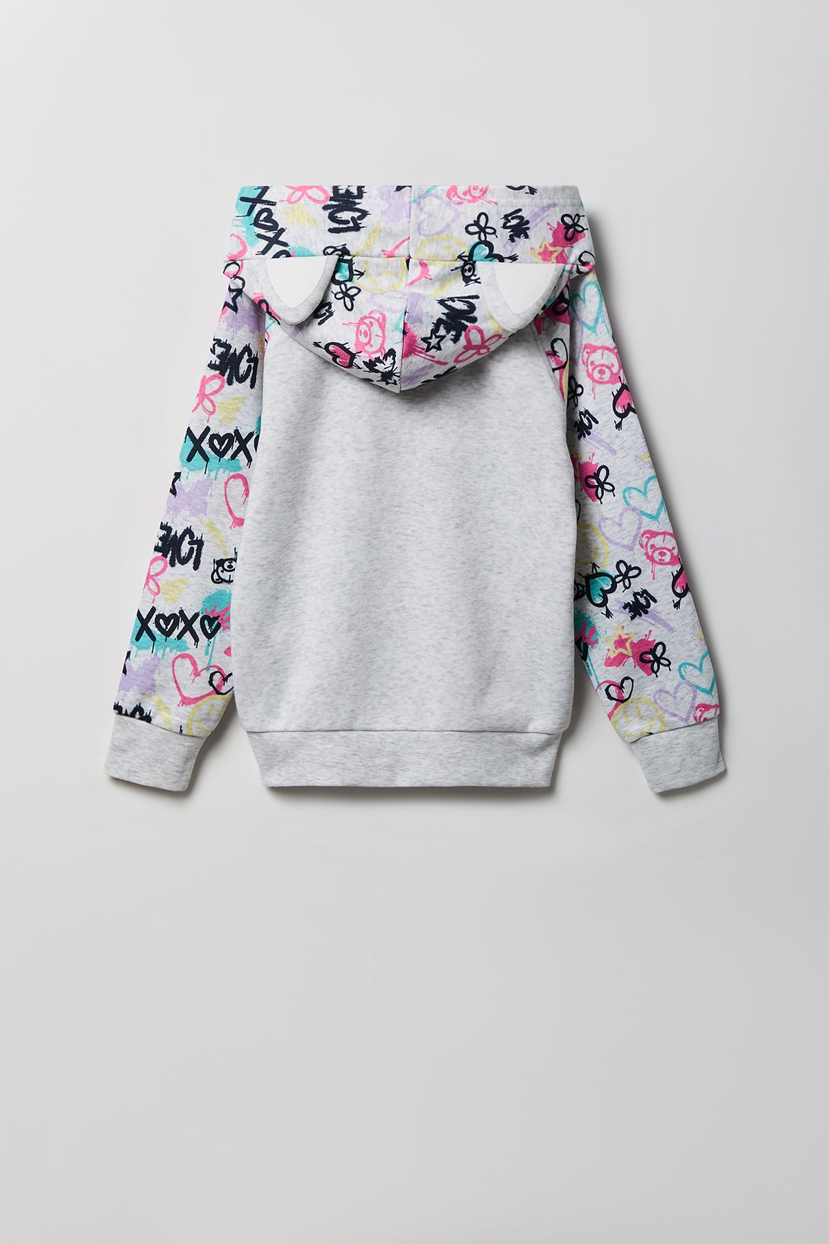 Alt View 3. Girls Bunny 3D Character Hoodie - Heather Grey