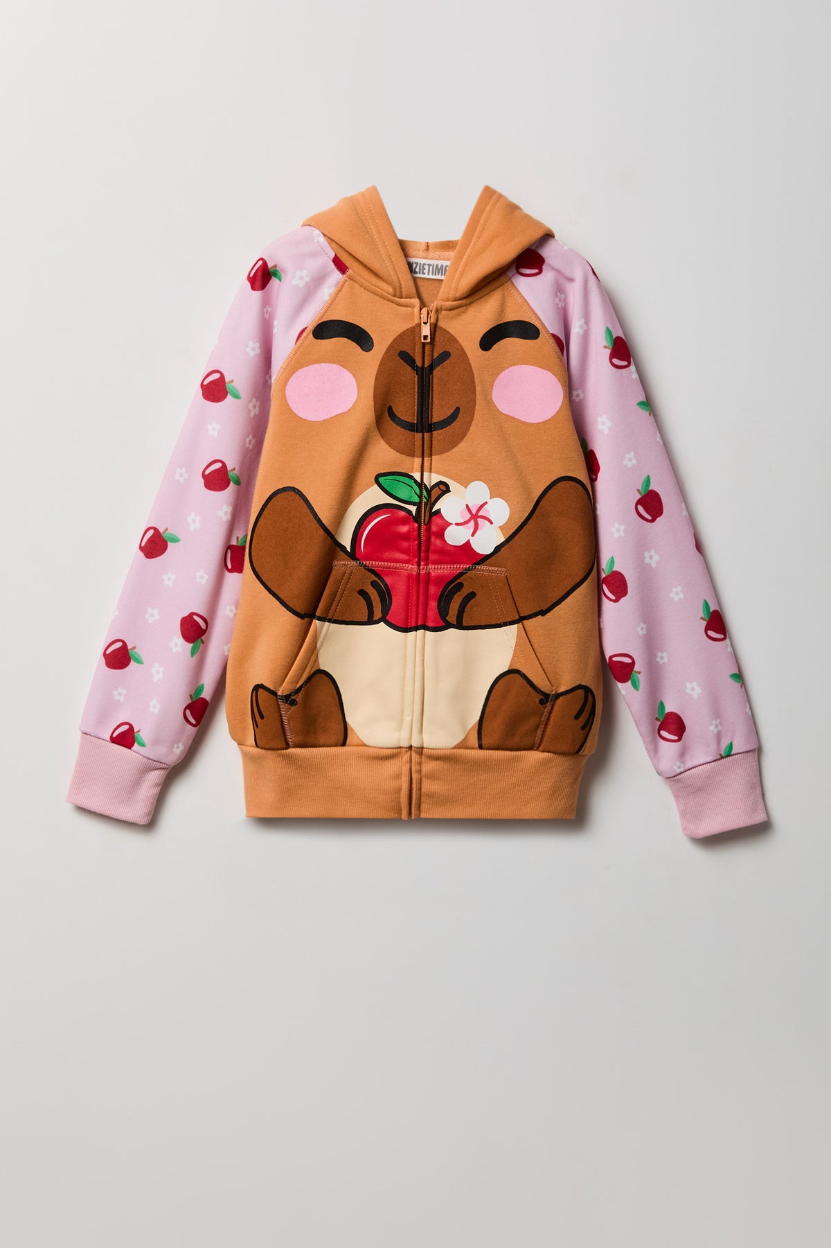 Alt View 2. Kids 3D Capybara Character Hoodie - Tan