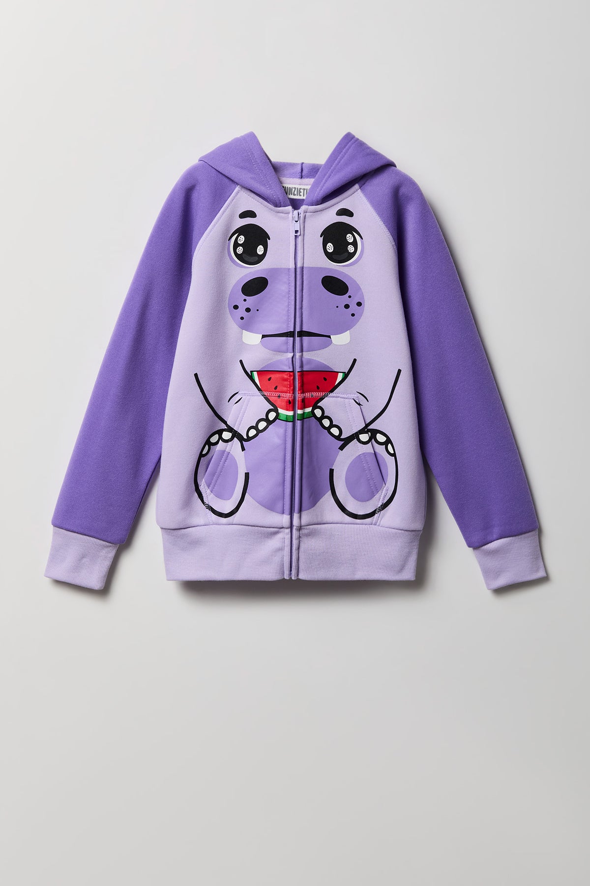 Alt View 2. Kids 3D Hippo Character Hoodie - Lilac