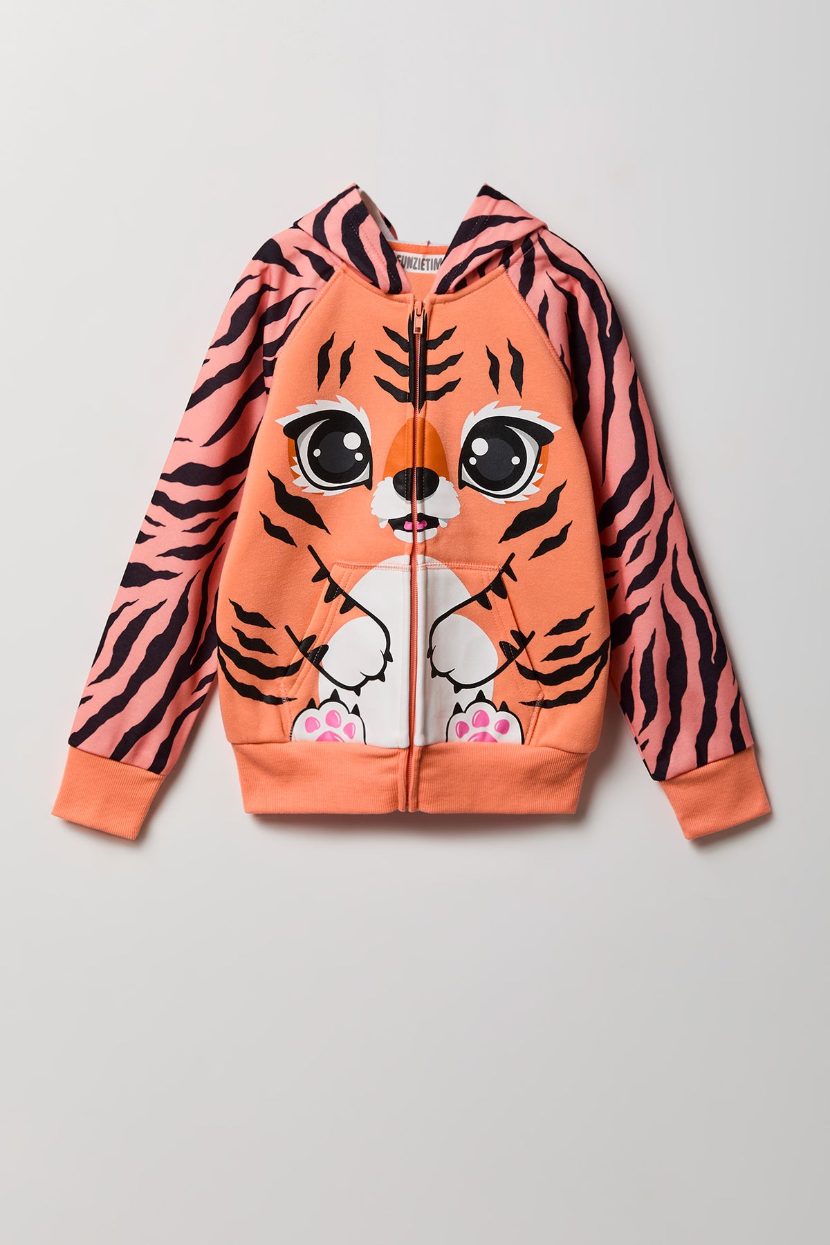 Alt View 2. Kids 3D Tiger Character Hoodie - Orange