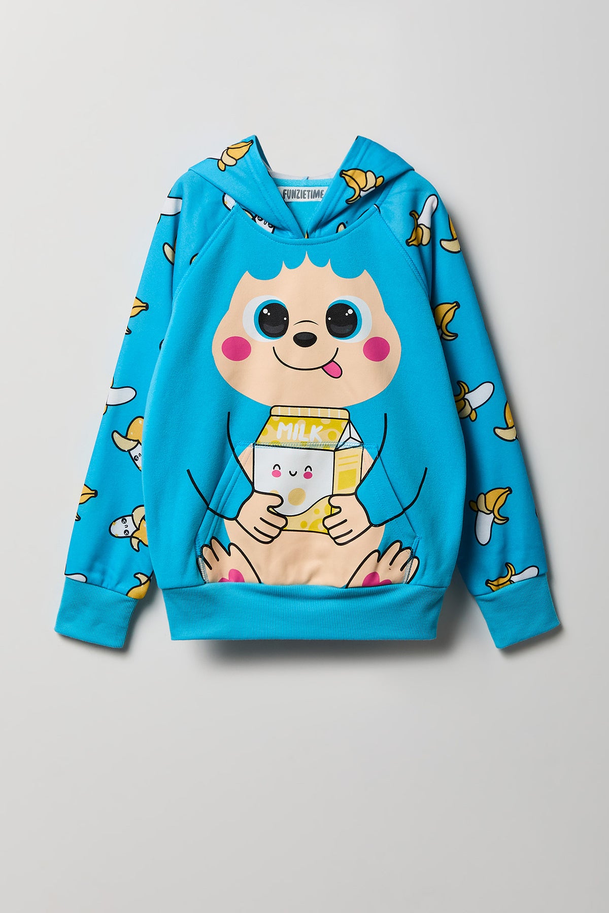 Alt View 2. Girls 3D Monkey Character Hoodie - Aqua