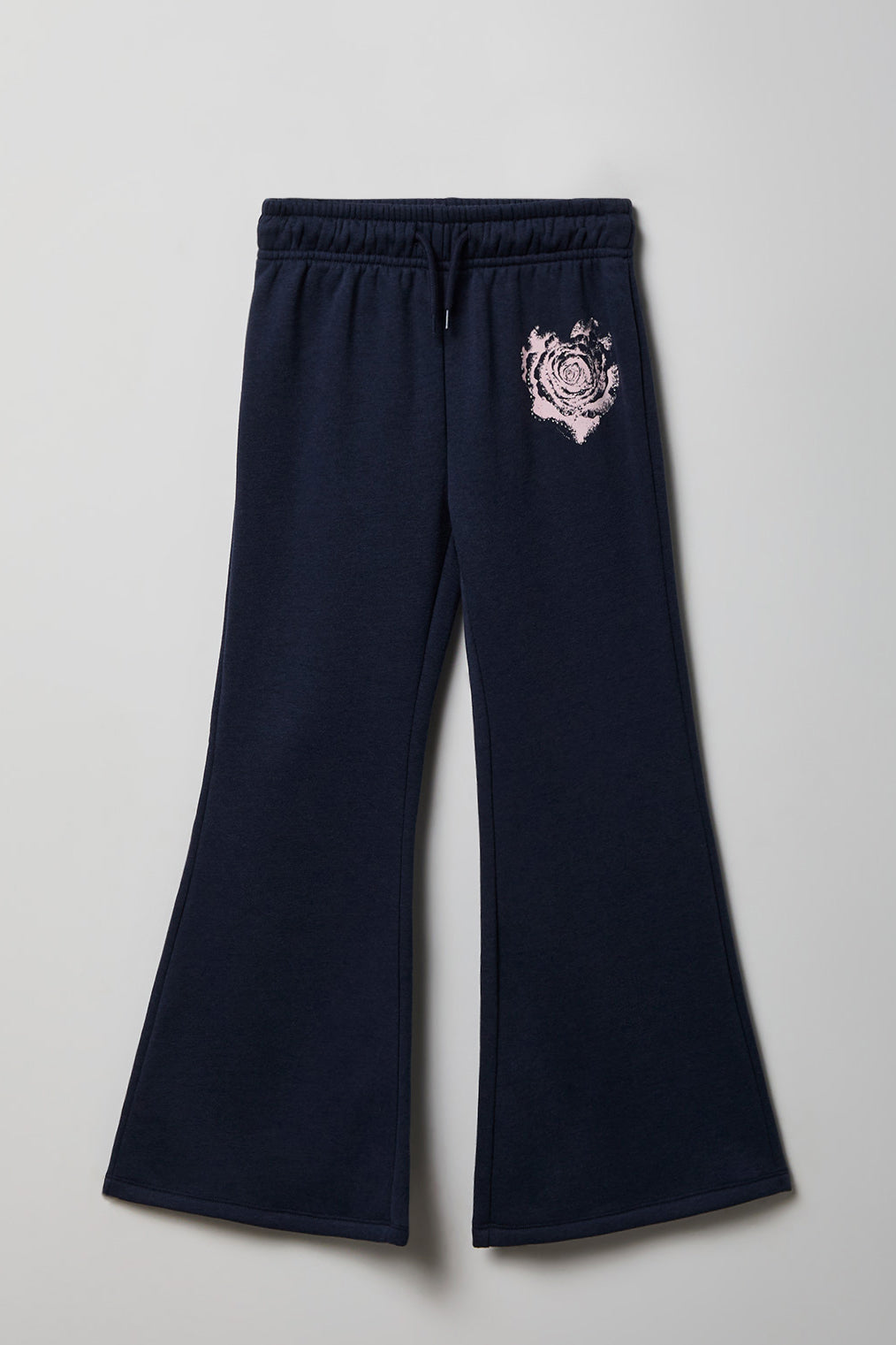 Pantalon d'entraînement à jambe évasée en molleton avec motif brodé pour fille
