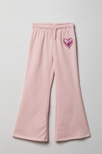 Pantalon d'entraînement à jambe évasée en molleton avec motif brodé pour fille