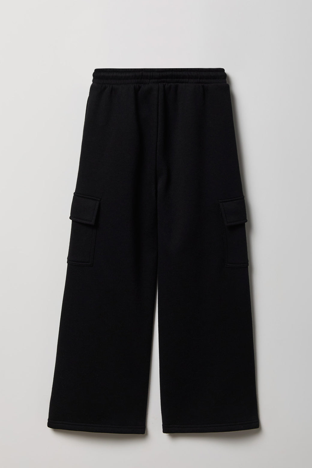 Alt View 2. Girls Fleece Wide Leg Cargo Sweatpant - Black