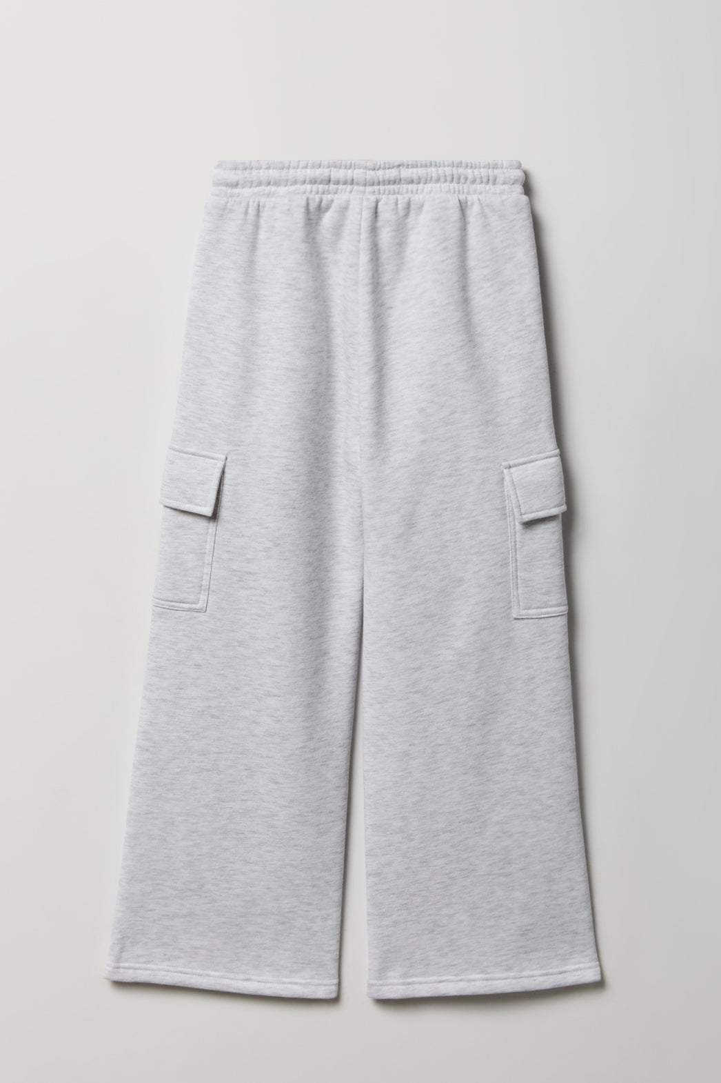 Alt View 2. Girls Fleece Wide Leg Cargo Sweatpant - Light Grey