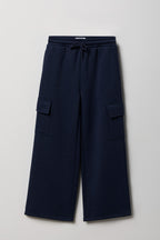 Pantalon d'entraînement cargo à jambe large en molleton pour fille
