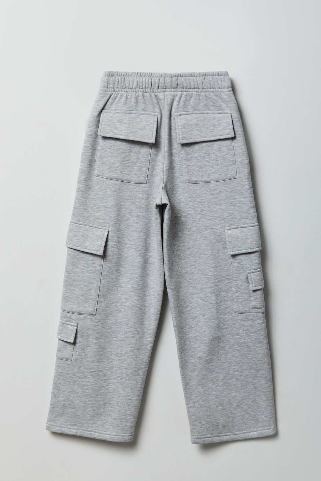 Alt View 2. Girls Cargo Fleece Sweatpant - Heather Grey