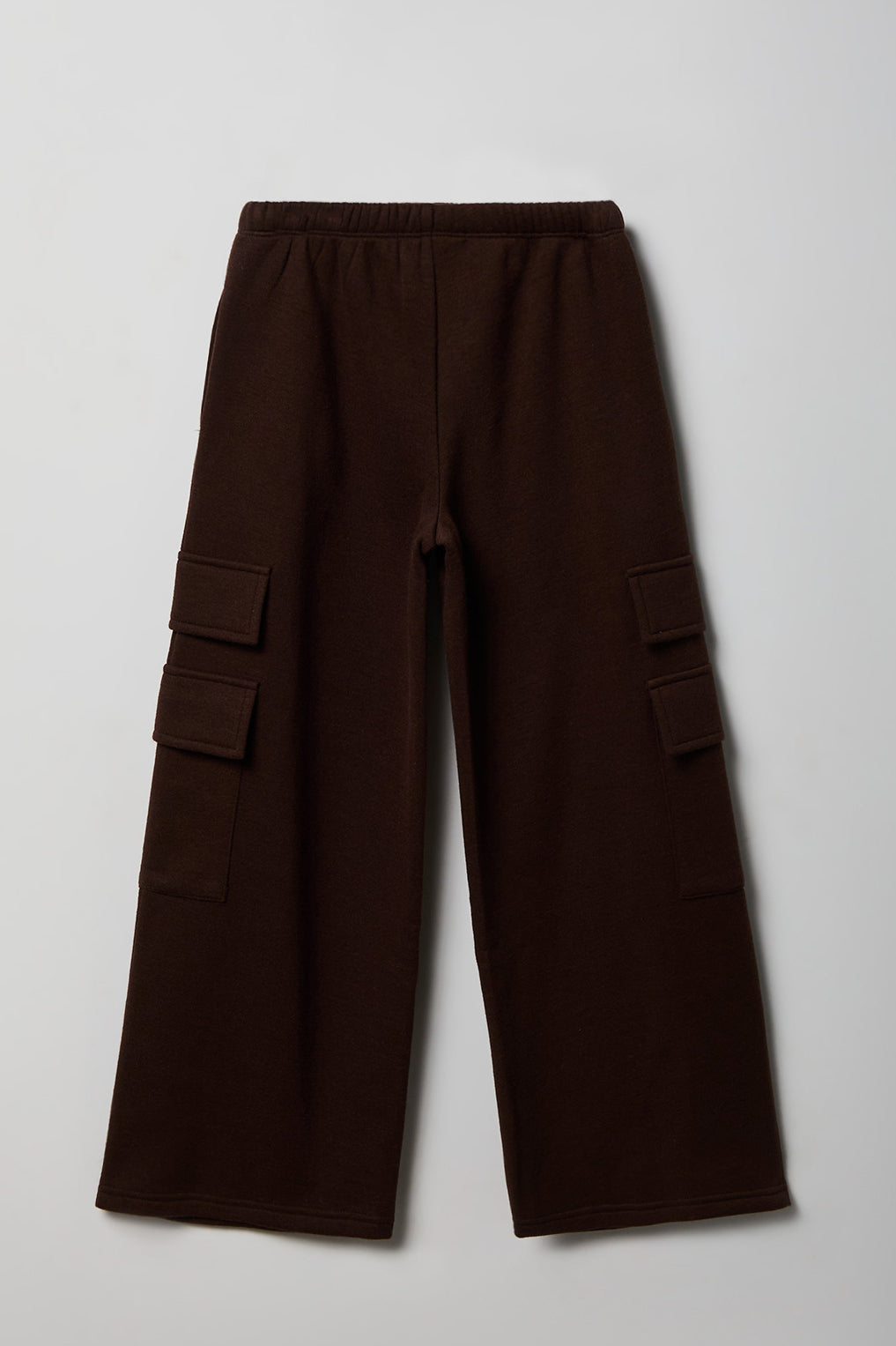 Alt View 2. Girls Wide Leg Cargo Fleece Sweatpant - Brown