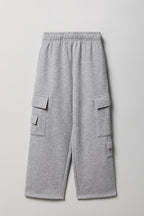 Pantalon d'entraînement cargo à jambe large en molleton pour fille