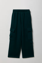 Pantalon d'entraînement cargo à jambe large en molleton pour fille
