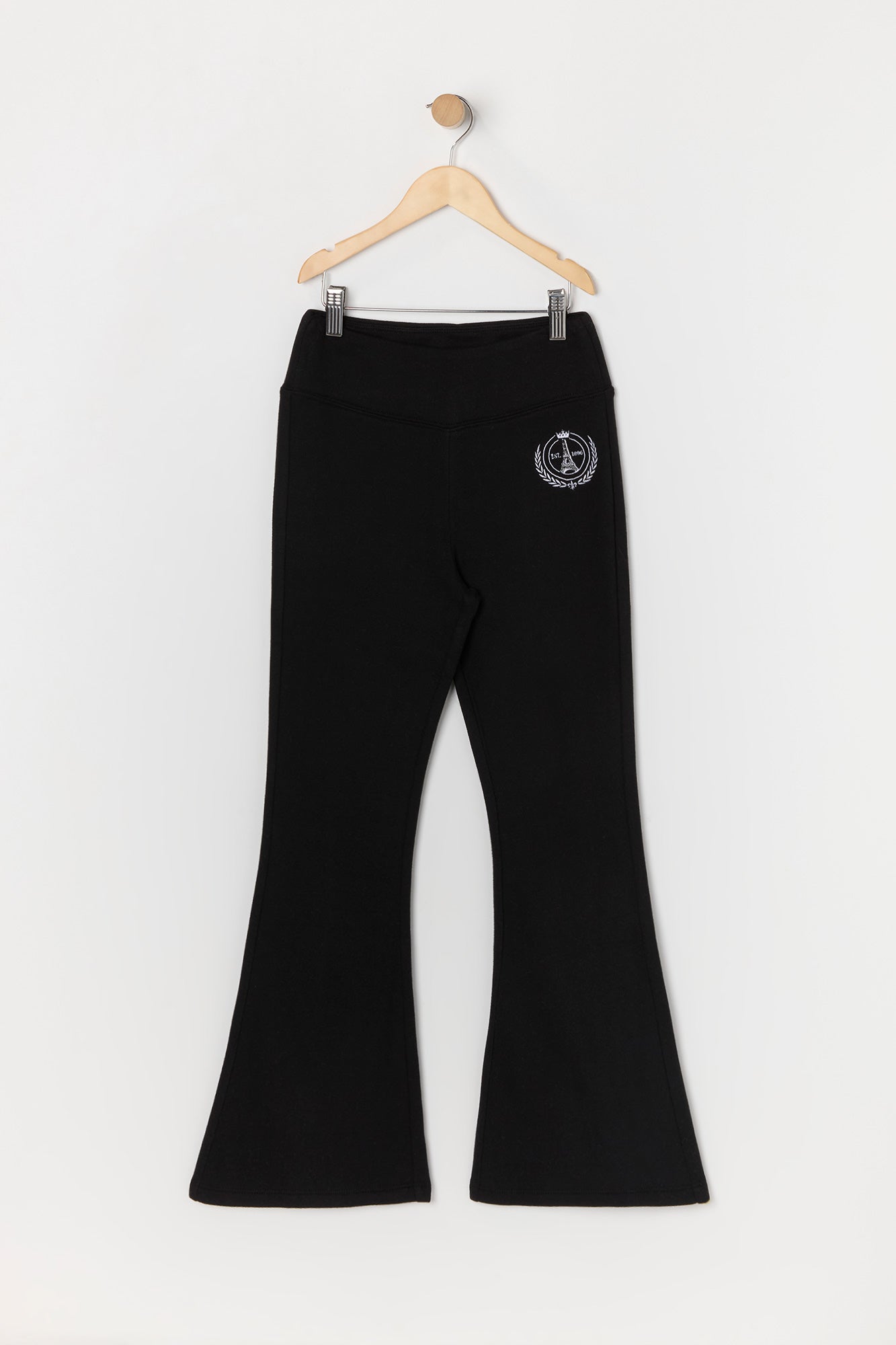 Girls Paris Embroidered Fleece Flare Pant