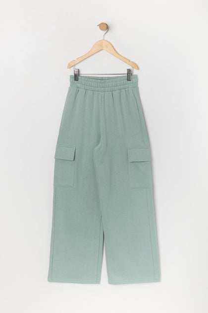 Pantalon cargo à jambe large en molleton pour fille